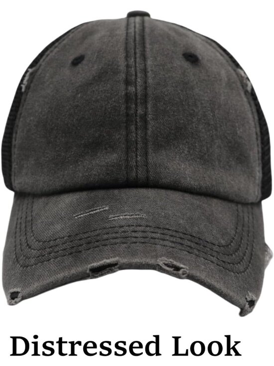 〽️Women 1 Black High Ponytail Baseball Cap Trucker Bad Hair Day Adjustable main image 4